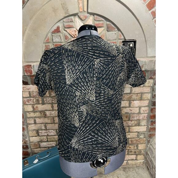 1980s top Silver gold  black Metallic geometric - Picture 3 of 10